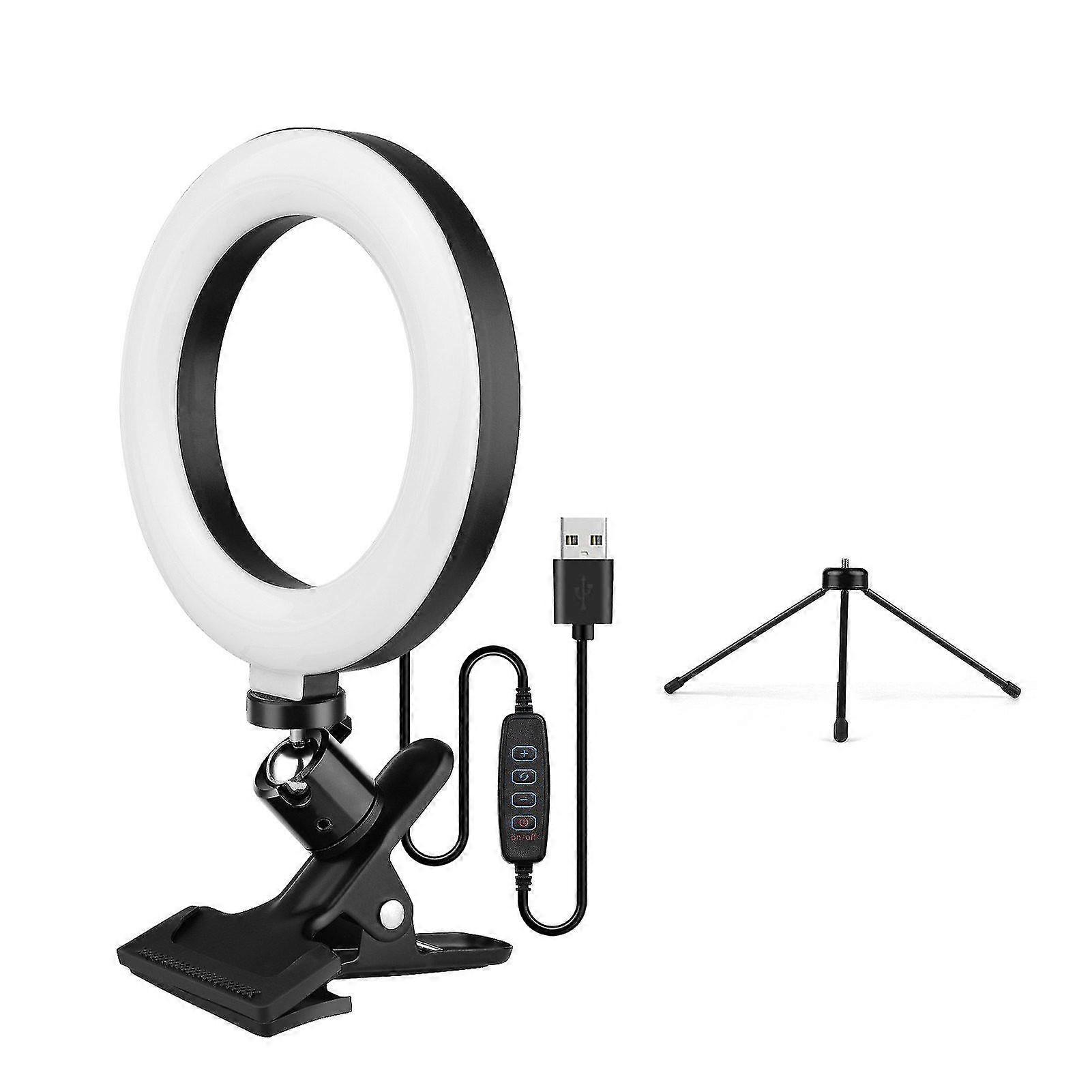 6.3 Pouce 2700k-5500k selfie anneau vidéo lumière avec pince monter trépied table 3 dimmable