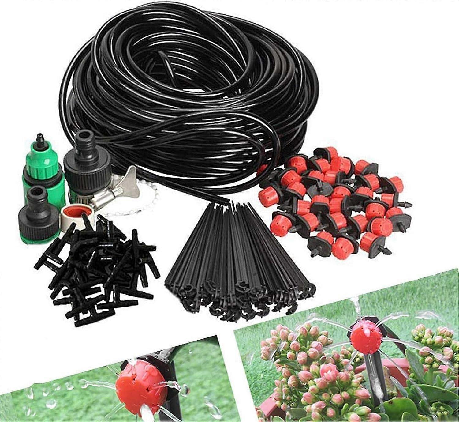 QQDD Irrigation System 25m, Irrigation Sets Micro Drip Irrigation Kit Automatic Sprinkler Drip