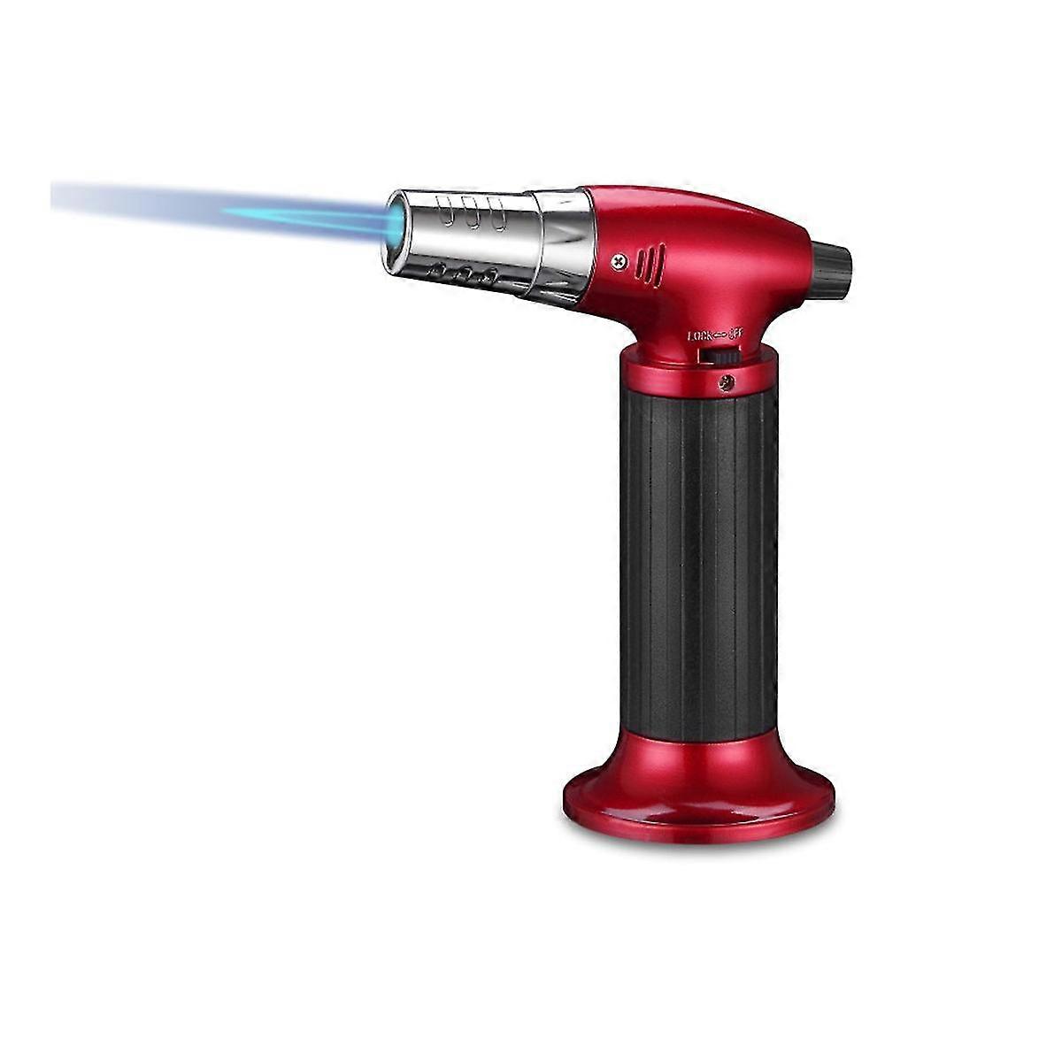 Blow Torch Lighter With Adjustable Flame Safety Lock Refillable Gas Torch For Cooking Baking Creme Camping Bbq
