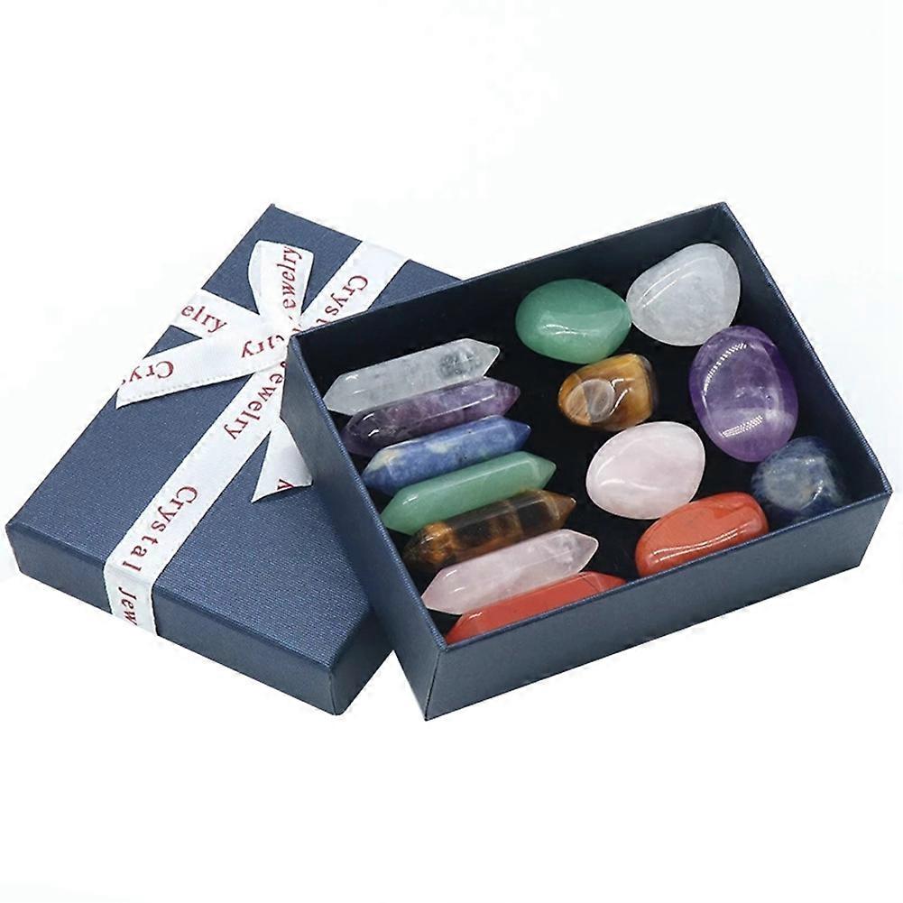 14PCS/Set Natural Stone Crystal Gemstone Chakras Healing Stone Quartz Mineral Ornaments Healing Gem