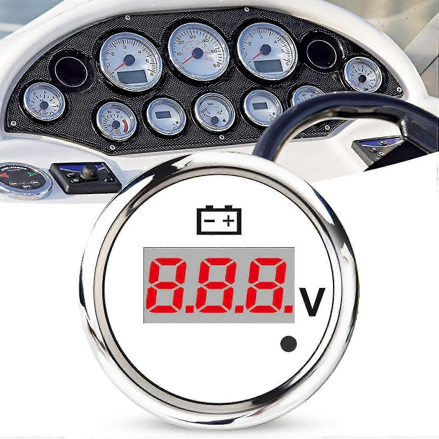 52mm Digital Voltmeter 0-190 Ohm 240-33 Ohm Universal White