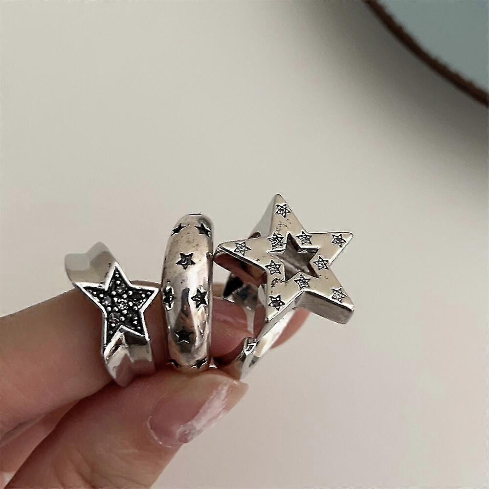 Wabjtam Ring Star Moon Open Ring Star Moon Series Ring Gift 3pcs
