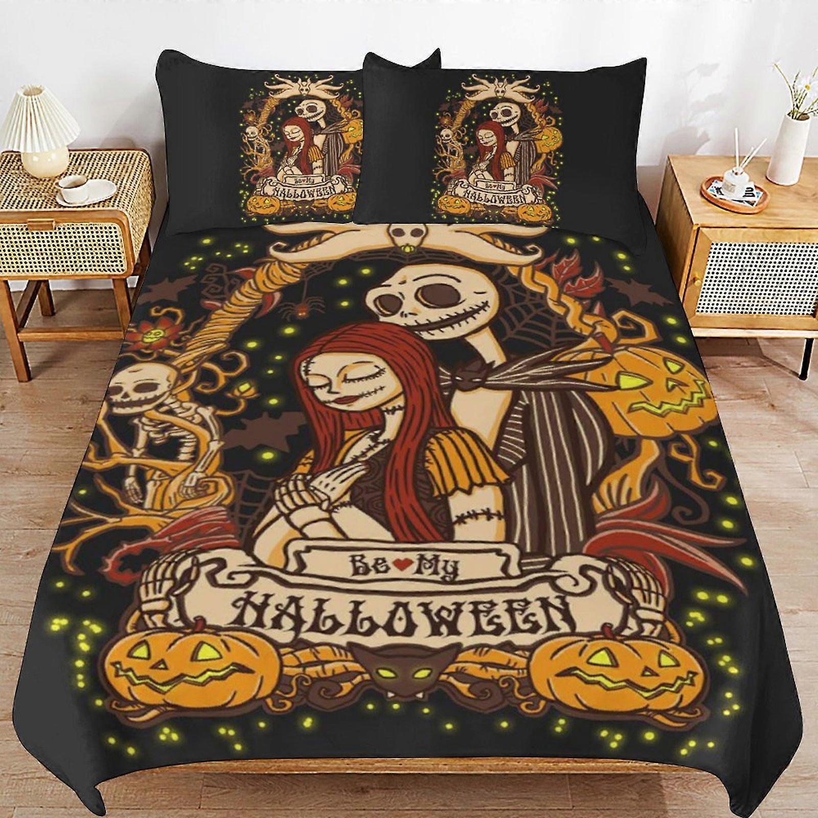 a1445 Koszmar przed Bożym Narodzeniem Zestaw poszewek na kołdrę, 3-częściowy zestaw pościeli 86x70 "Dwustronny druk Dekoracyjny zestaw pokrowców na kołdrę (1 poszewka na kołdrę +