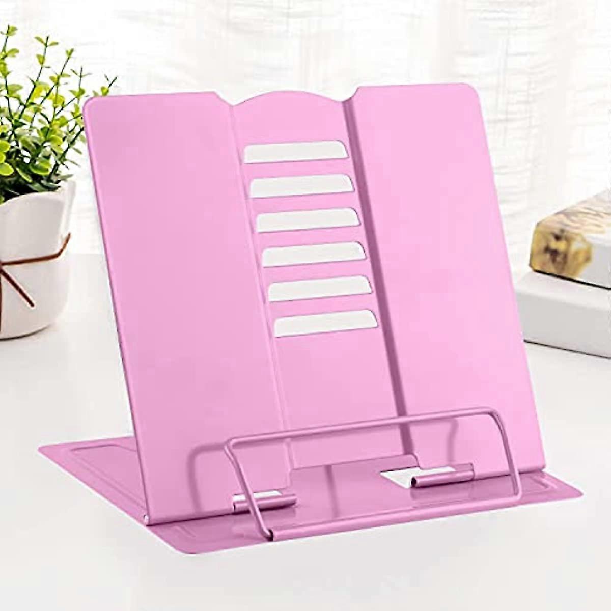 MSDADA Metal Book Stand – Adjustable Reading Rest With Page Clips, Sturdy Foldable Holder For Cookbooks, Textbooks, Tablets, Royal Blue