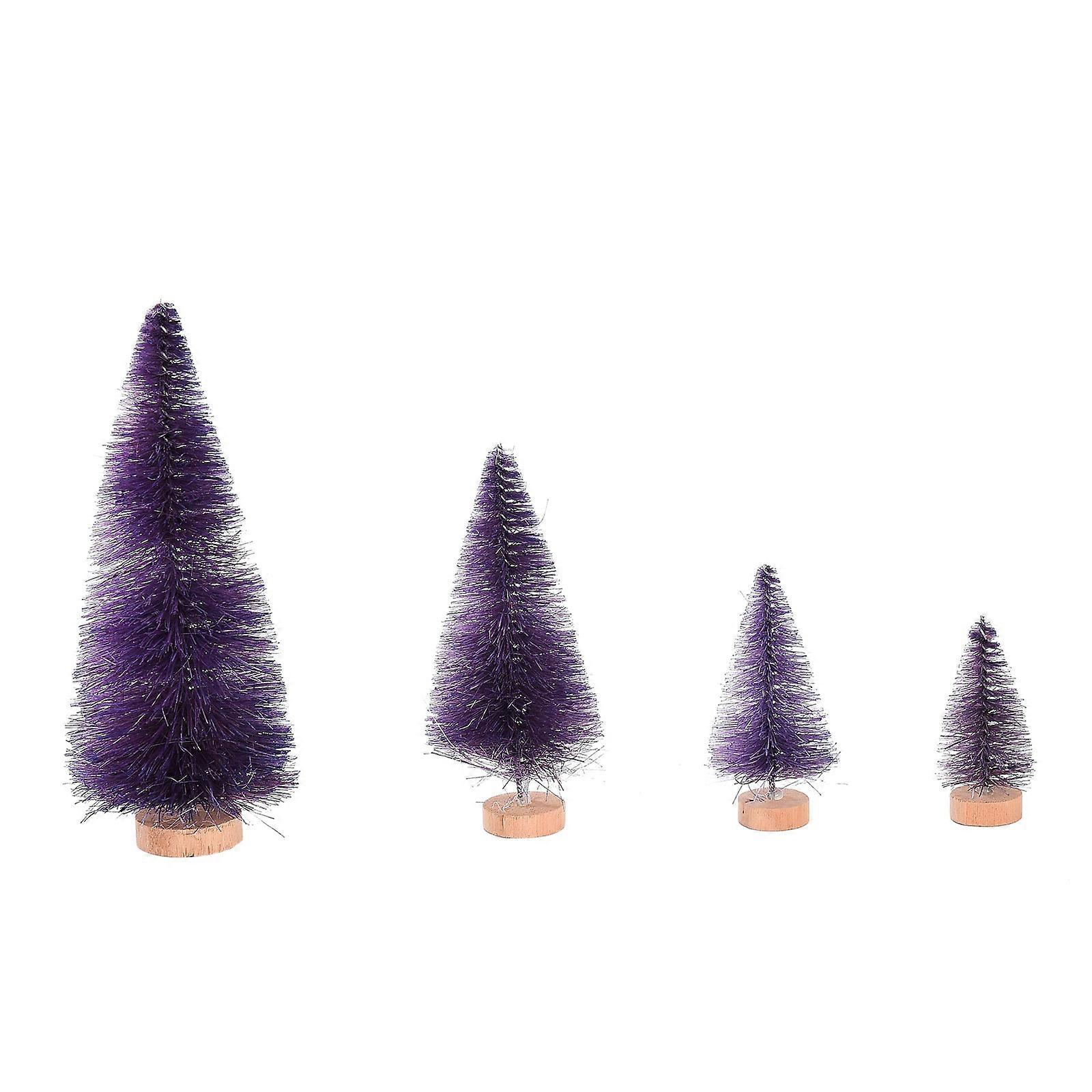 4pcs, purple, it is recommended to sell mini snow free tower pine Christmas trees in combination with its sub SKUs [single color, 4 sizes per set]
