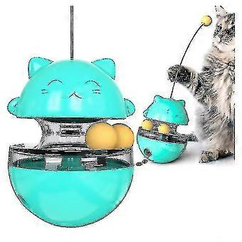 Dual Rolling Balls Cat Tumbler Toy Cat Food Dispenser Leaking Food Ballblue