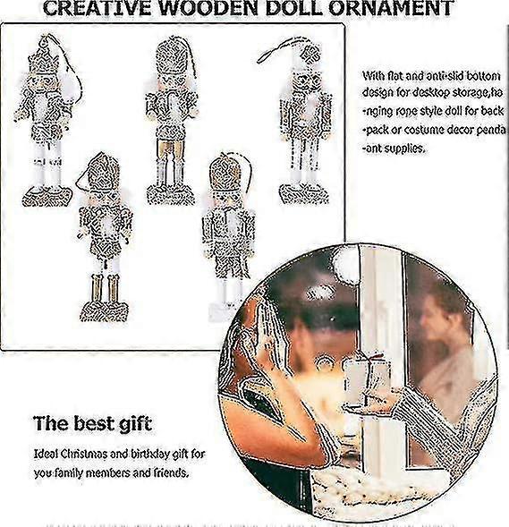Ifundom Nutcracker Christmas Decorations, 6 Pieces Christmas Nutcracker Ornaments Set, Wooden Nutcracker Hanging Decorations For Christmas Tree Figure