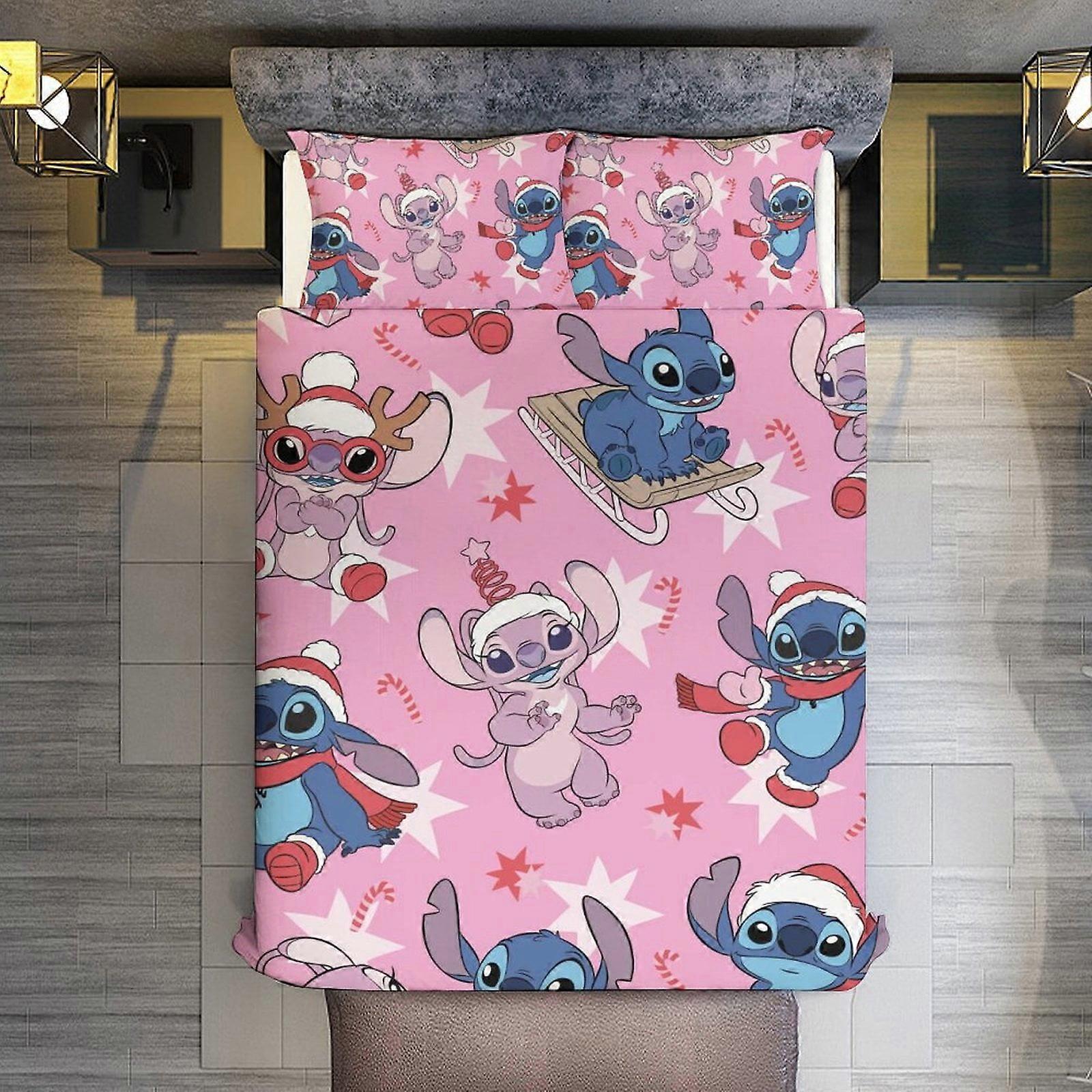 v77 침대 시트 침구 세트 메리 크리스마스 스티치 3피스 세트 풀/퀸 사이즈 - 양면 마이크로파이버 퀼트 이불 (베개 커버 포함) 부드럽고 가벼운 침대 커버