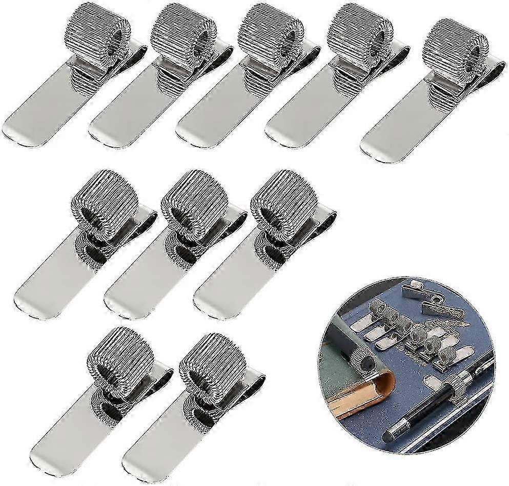 Stainless Pen Holder Clip For Notebook And Clipboard With Spring 5 Top 5 Side