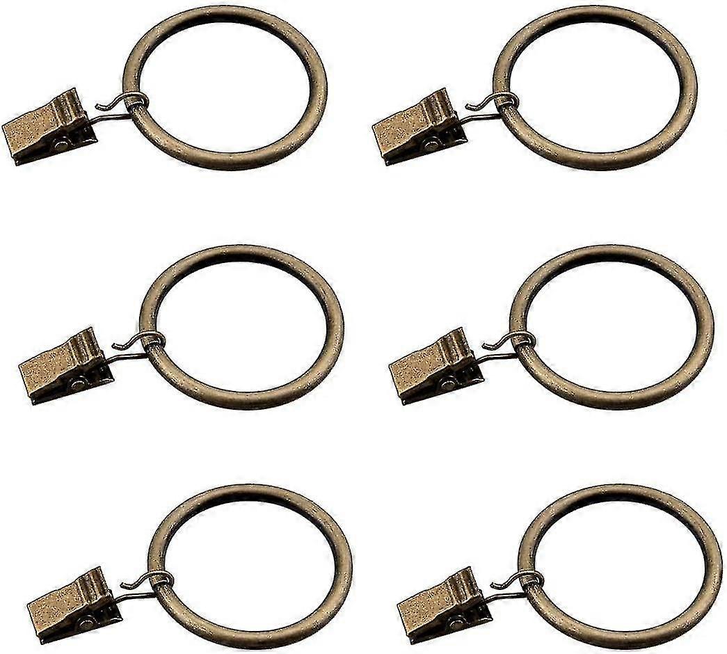 Set Of 30 Bronze Curtain Rings With Clips / Heavy-duty Decorative Metal Drape Clip Hooks Set With Grommets For Curtains