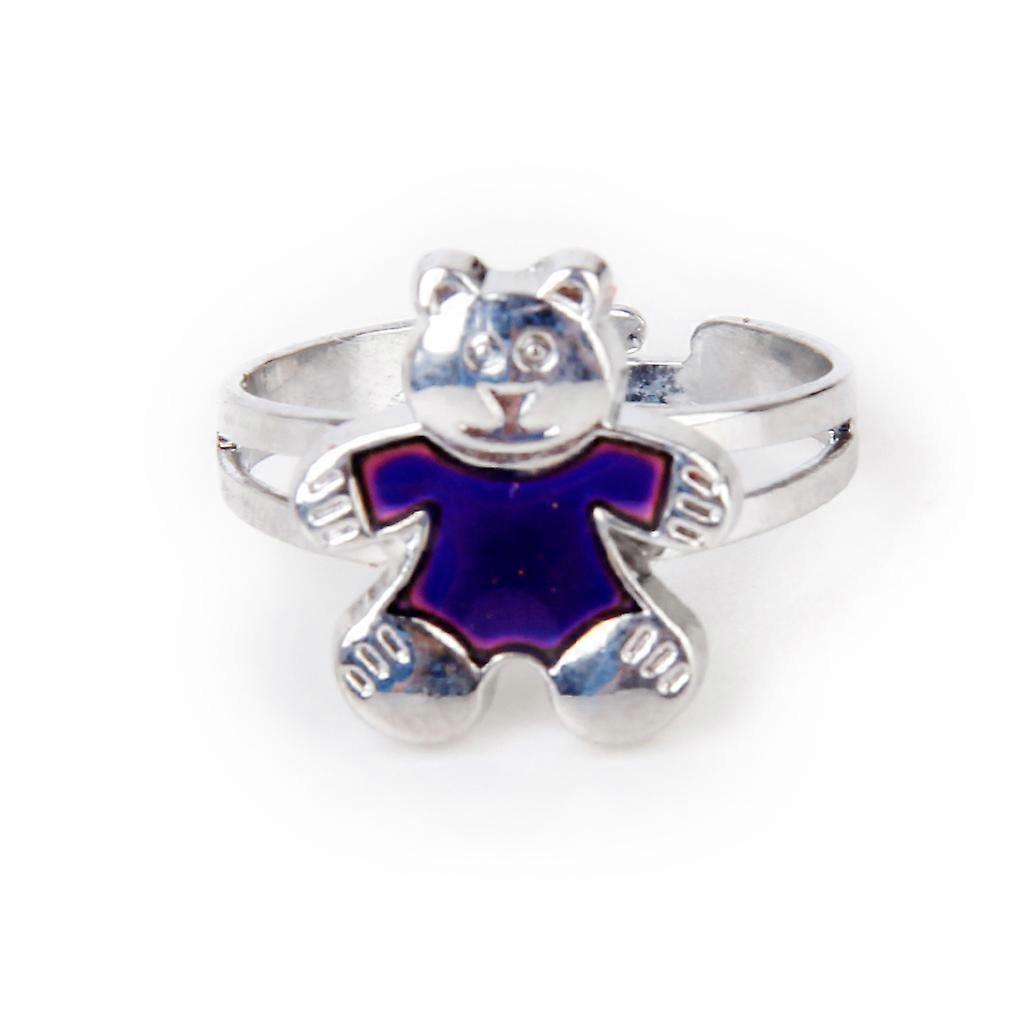 Cute Bear Color Change Mood Ring Emotion Feeling Changeable Adjustable Gift