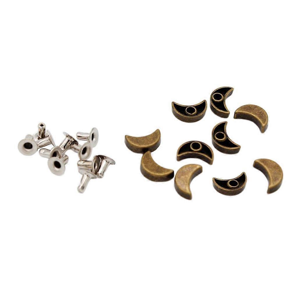 10 Sets Half Moon Alloy Press Rivets Studs Spikes Leather Craft Punk 7x11mm