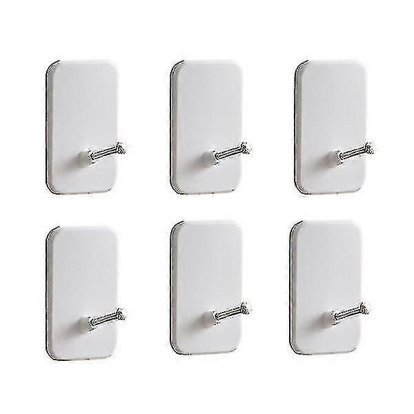 6pcs Traceless Hooks Punch Free Wall Hooks Self-sticking Hooks For Kitchen Bathroom (white)