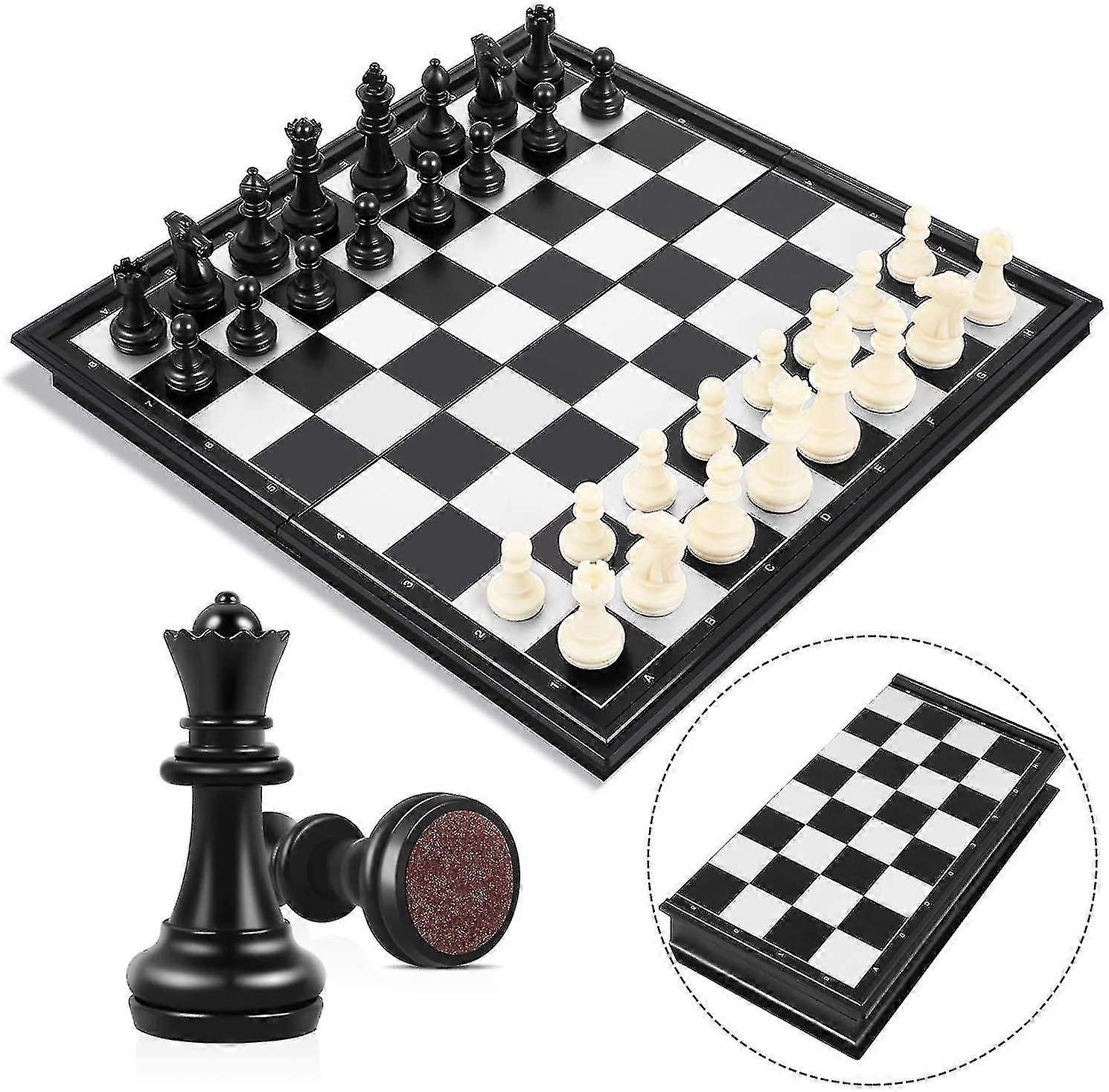 Schackset, magnetiskt hopfällbart brädschack, bärbart schackbräde
