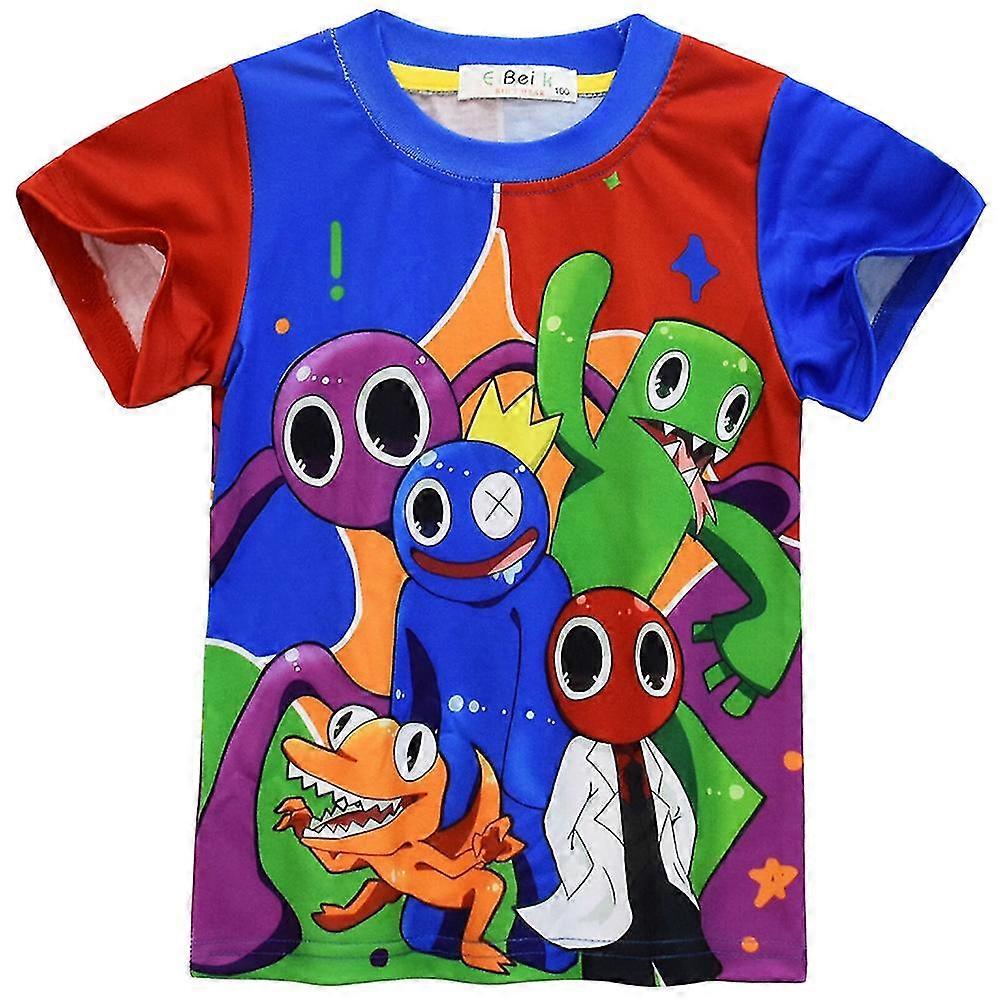 Lapset Pojat Rainbow Friends Print Topit Crew Neck Summer Lyhythihaiset Tee T-paidat