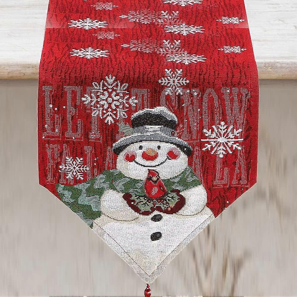 Christmas Table Runners Snowflake Snowman Table Runner Cotton Linen Fringe Table Runner Washable Tablecloth Table Cover for Dining Table Kitchen Chris