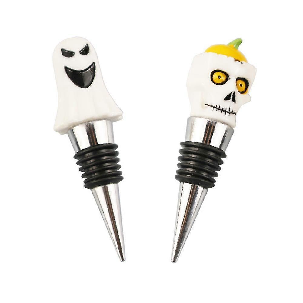 2PCS Wine stopper, Cork, Halloween skeleton red wine stopper ghost wine stopper red wine does not deteriorate artifact, Unique Halloween Souvenirs Gif