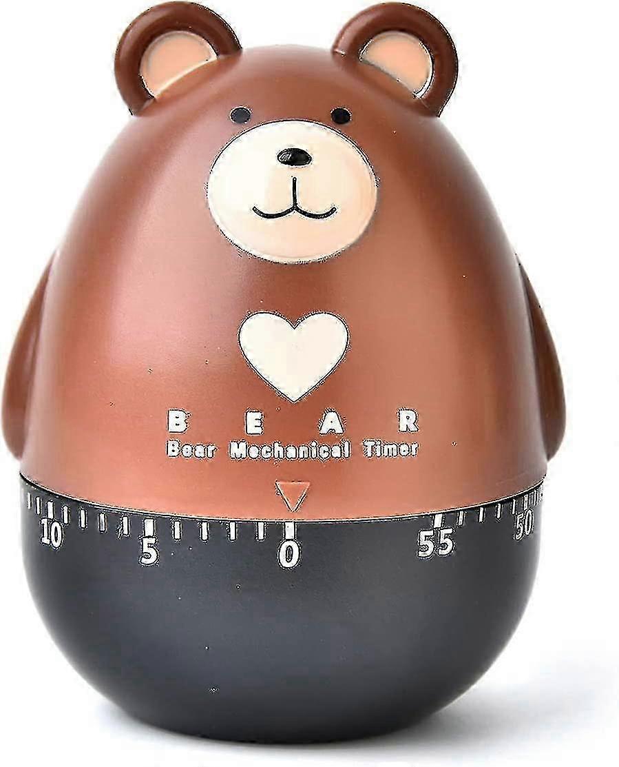 Kitchen Timer, Plastic Mechanical Timer, Egg Timer, Home Baking Cooking Steaming Manual Timer, 0-55min Brown Bear