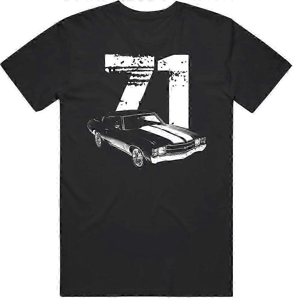 Camiseta Frontal Lateral com Ano 1971 Chevy Chevelle Ss Material retrô moderno