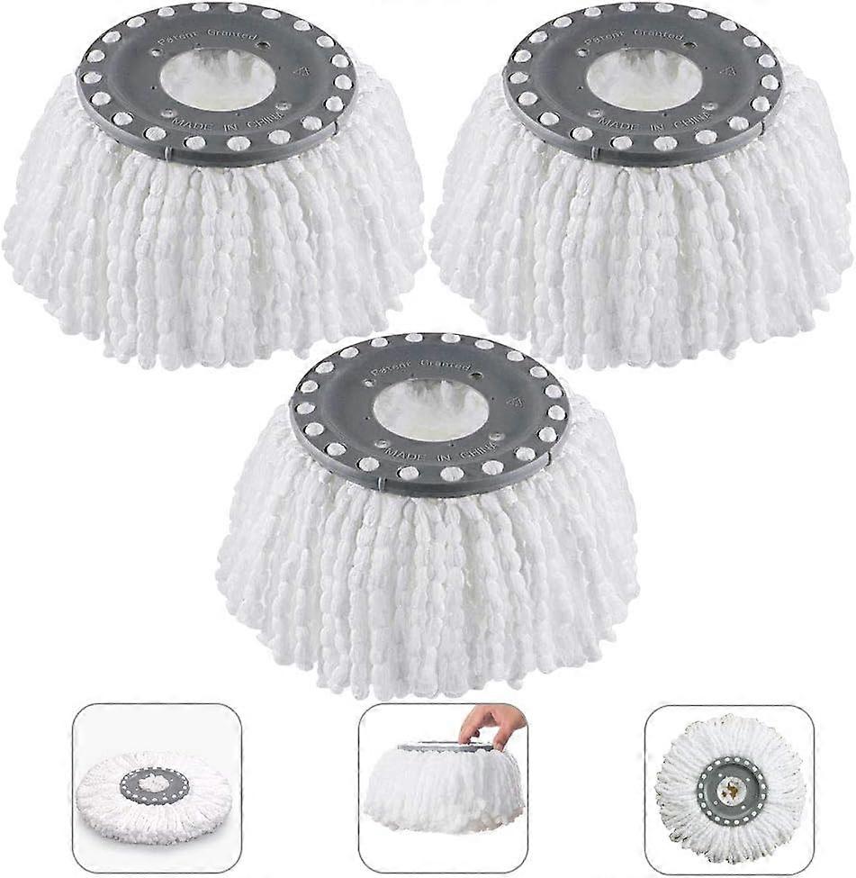 3Pcs Microfiber Broom Heads, Mop Heads, Round Replacement Mop Heads 360 Rotation Mop Heads for 360 Rotating Floor Mop(Diameter 16cm)