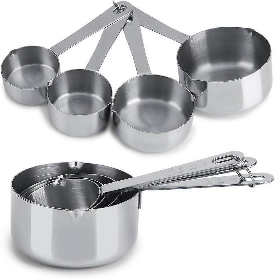 Stainless Steel Measuring Cups Spoons - Kitchen Cooking & Baking Tool Sets 4Pcs