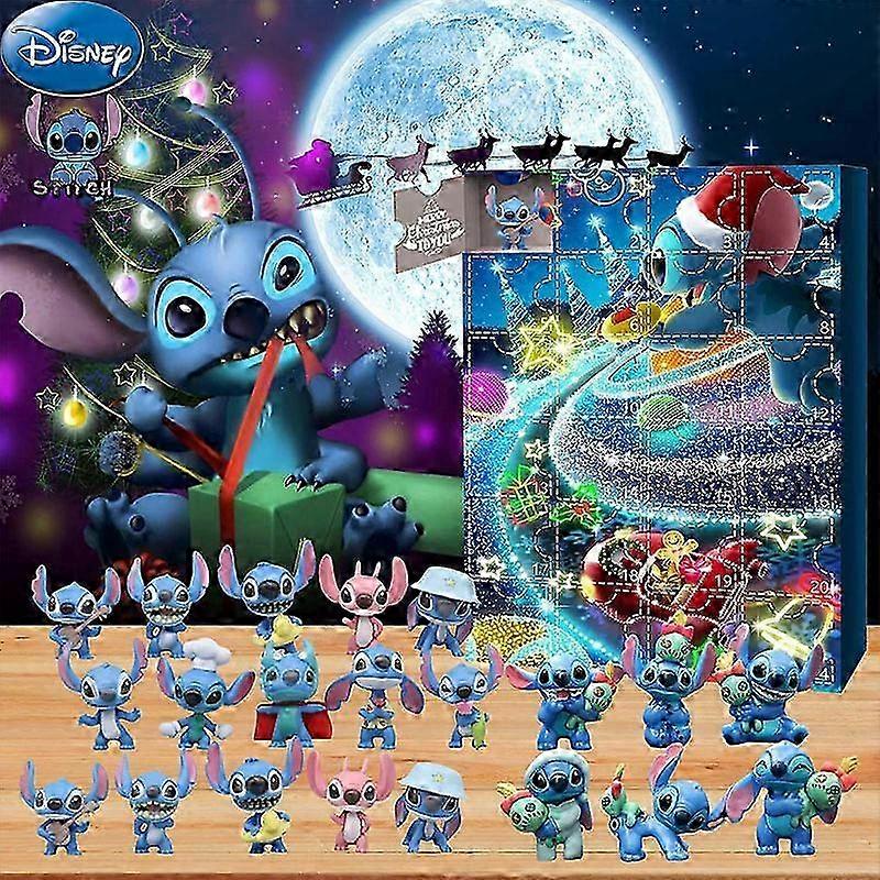 Advent Calendar Wholesale Disney Accessories Stitch Christmas Advent Calendar Blind Box Lilo&stitch Model Doll Anime Figures Xmas Gift Kid Toy