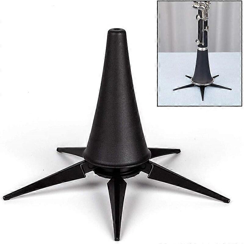 Aisiweier Black Portable Clarinet Stand Holder Foldable Support Metal 5 Leg Stand Wind Instrument Accessory