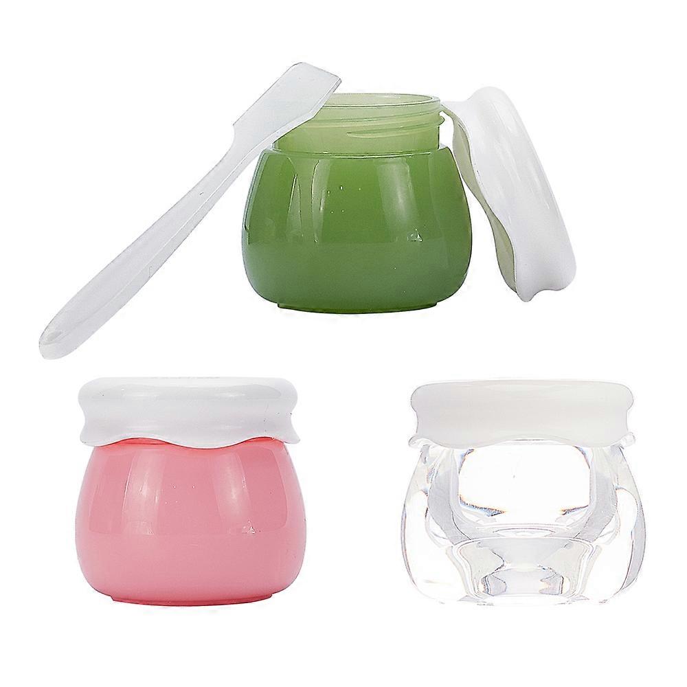 Plastic Portable Cream Jar Empty Refillable Cosmetic Containers with Screw Lid Face Mask Cream Spoon Plastic Stick Mixed Color 3.7~3.8x3.45~3.5cm Capa