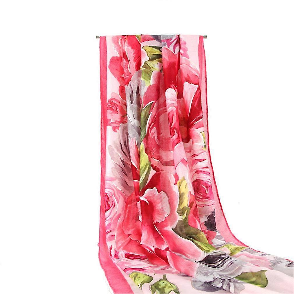 Spring And Summer Sun Proof Scarf Thin Cotton Wraps Floral Patterns Scarf for Lady