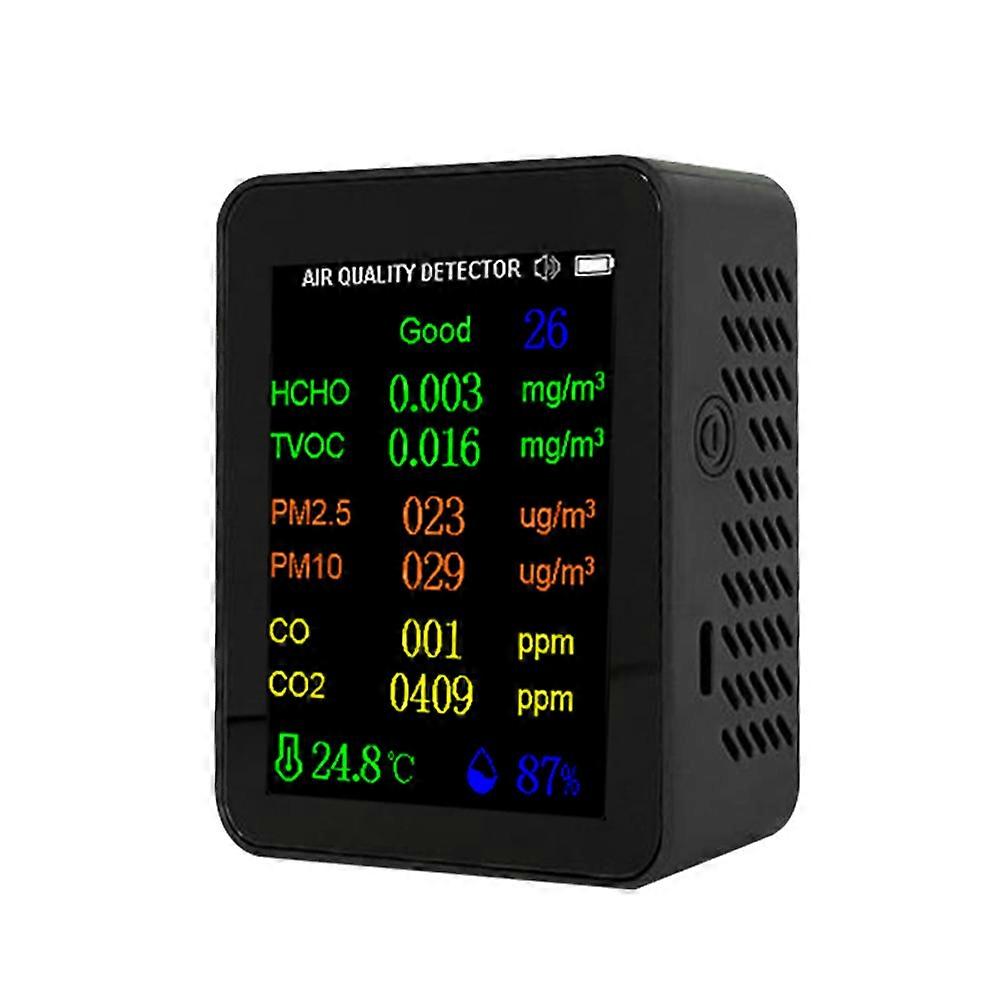 Portable Air Quality Meter 9in1 PM2.5 PM10 CO CO2 TVOC HCHO AQI Temperature and Humidity Tester Color Screen Carbon Dioxide Detector