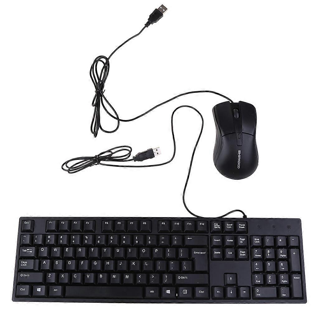 Mechanical Slim Flat & Quiet Usb Wired 104 Keys Keyboard Small Portable Mouse
