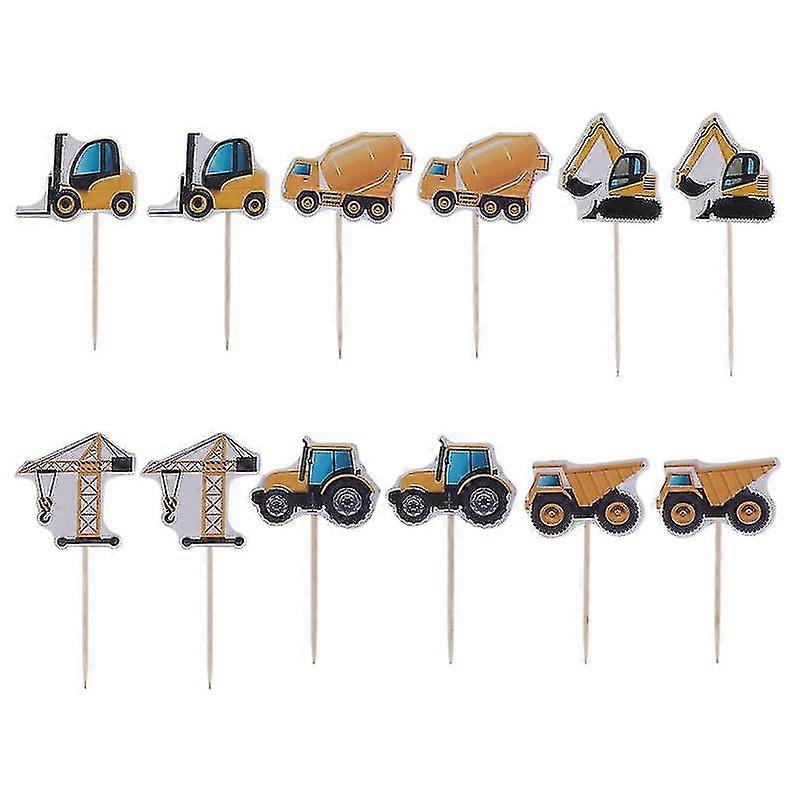 12pcs Excavator Cake Decor