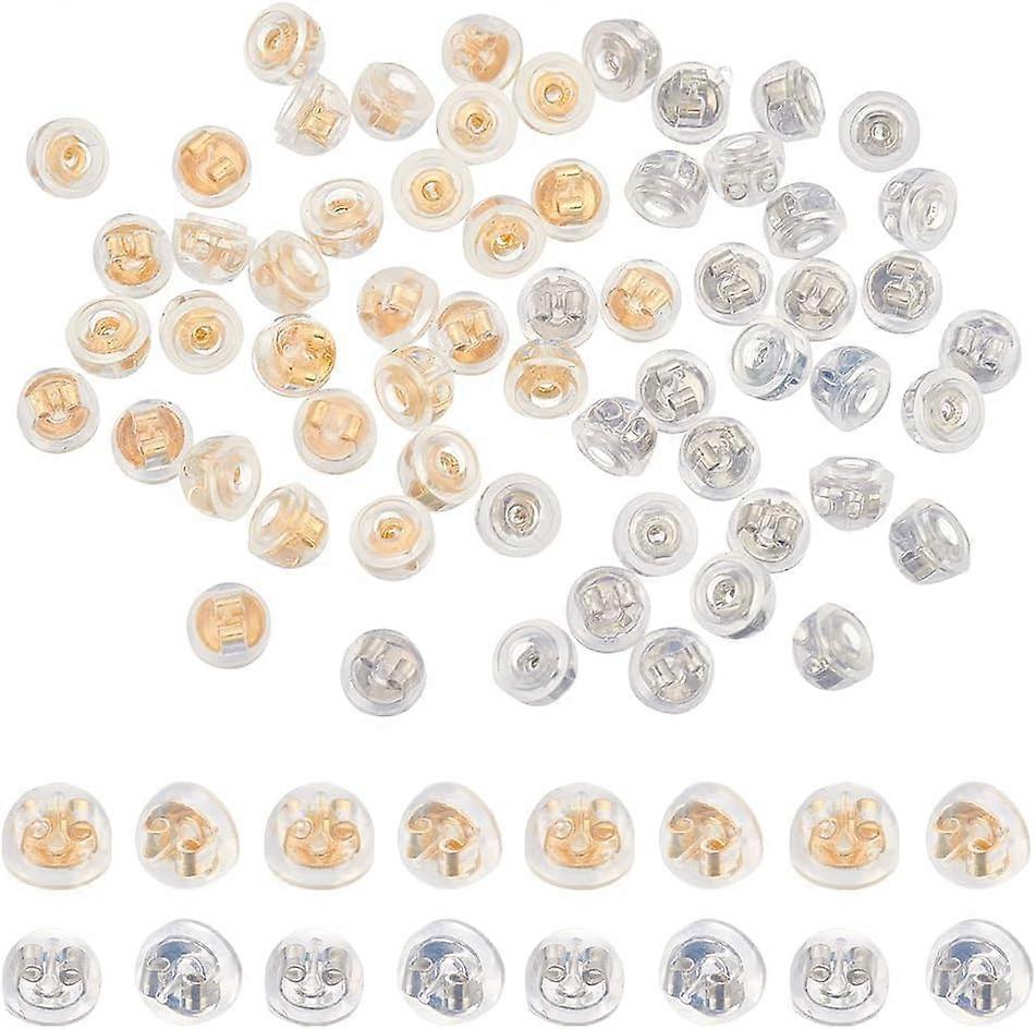 60 Pcs Earring Backs 3 Colors Clear Silicones Stud Back Brass Locking Safety Earring Back Semicircle Screw Back Replacement Suitable for Crowd Matchin