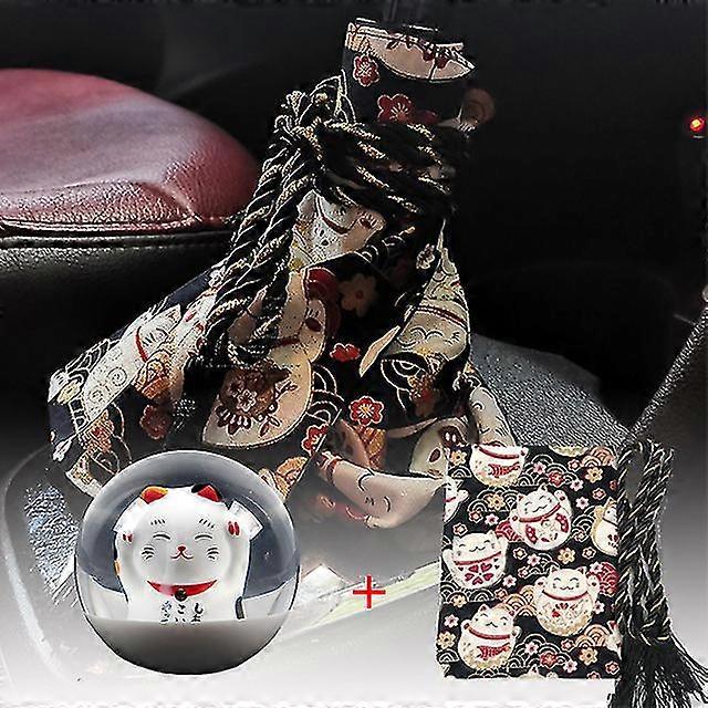 65mm Lucky Cat Shift Knob Transparent Round Shifter With Adapters Gear Shift Knob Cover