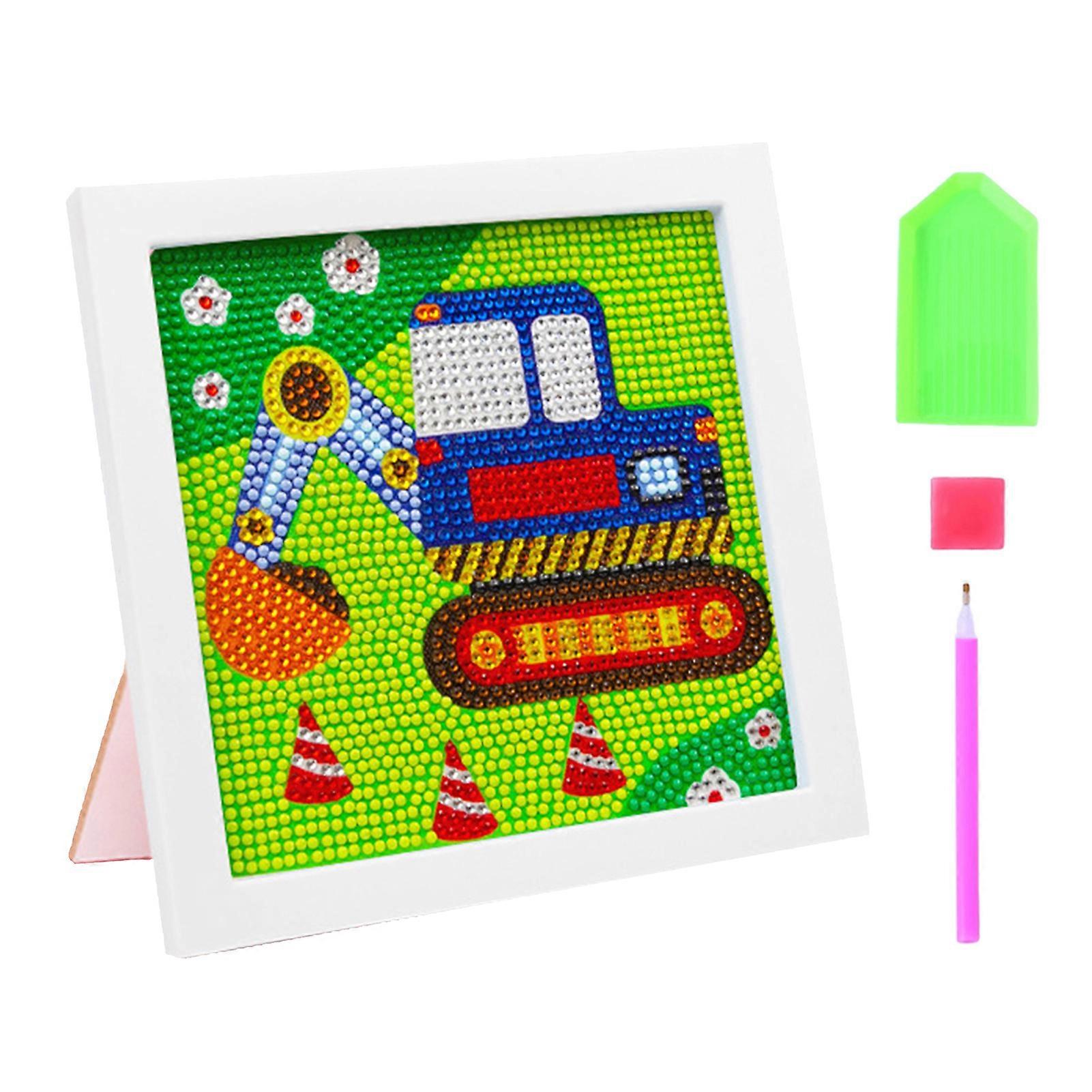 Full Drill Diamond Painting Kit with Frame Bright Color Shiny Cartoon Theme DIY Art Craft Diamond Painting Set Mengxi
