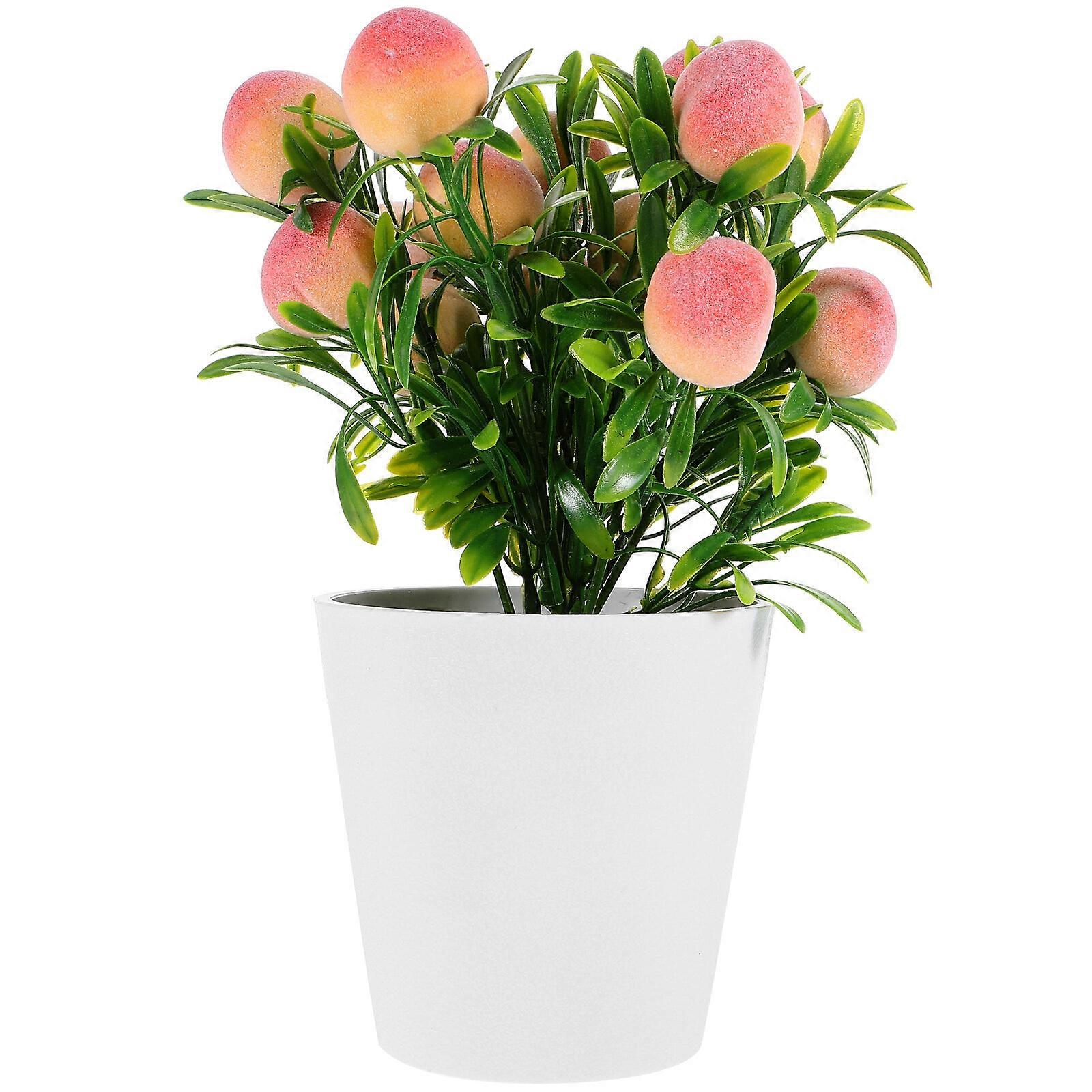 Faux Fruit Tree Artificial Potted Fruit Tree Bonsai Decor Fake Peach Tree with Pot
