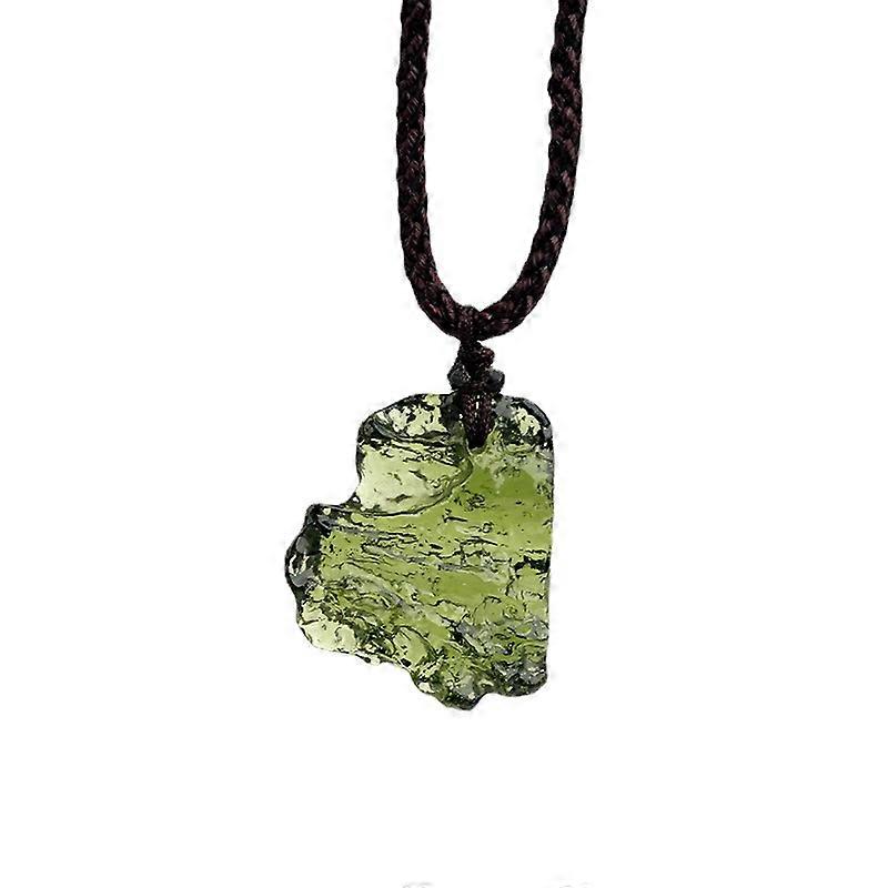 Moldavite Crystal Stone Necklace Irregular Stone Pendant With Lanyards Artificial Crystal Energy Stone Necklace Presents For Fathers Unisex