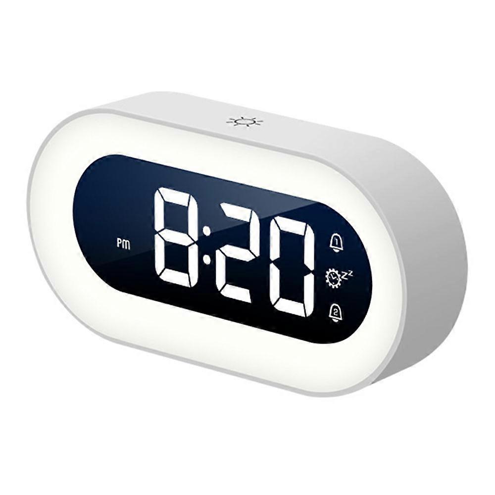 Small Colorful LED Digital Alarm Clock with Snooze, Simple to Operate, Full Range Brightness Dimmer, Adjustable Alarm Volume, Outlet Powered Compact C