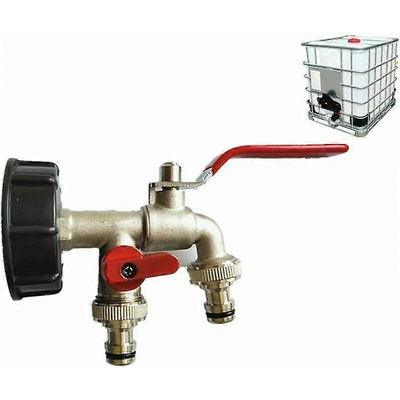 Vinter forfremmelse, Dual tank adapter. S60 x 6 messing hagekran. Utløpsdiameter 1/2". innløpsdiameter 60mm. Hurtigkoblingsuttak for tankadapter