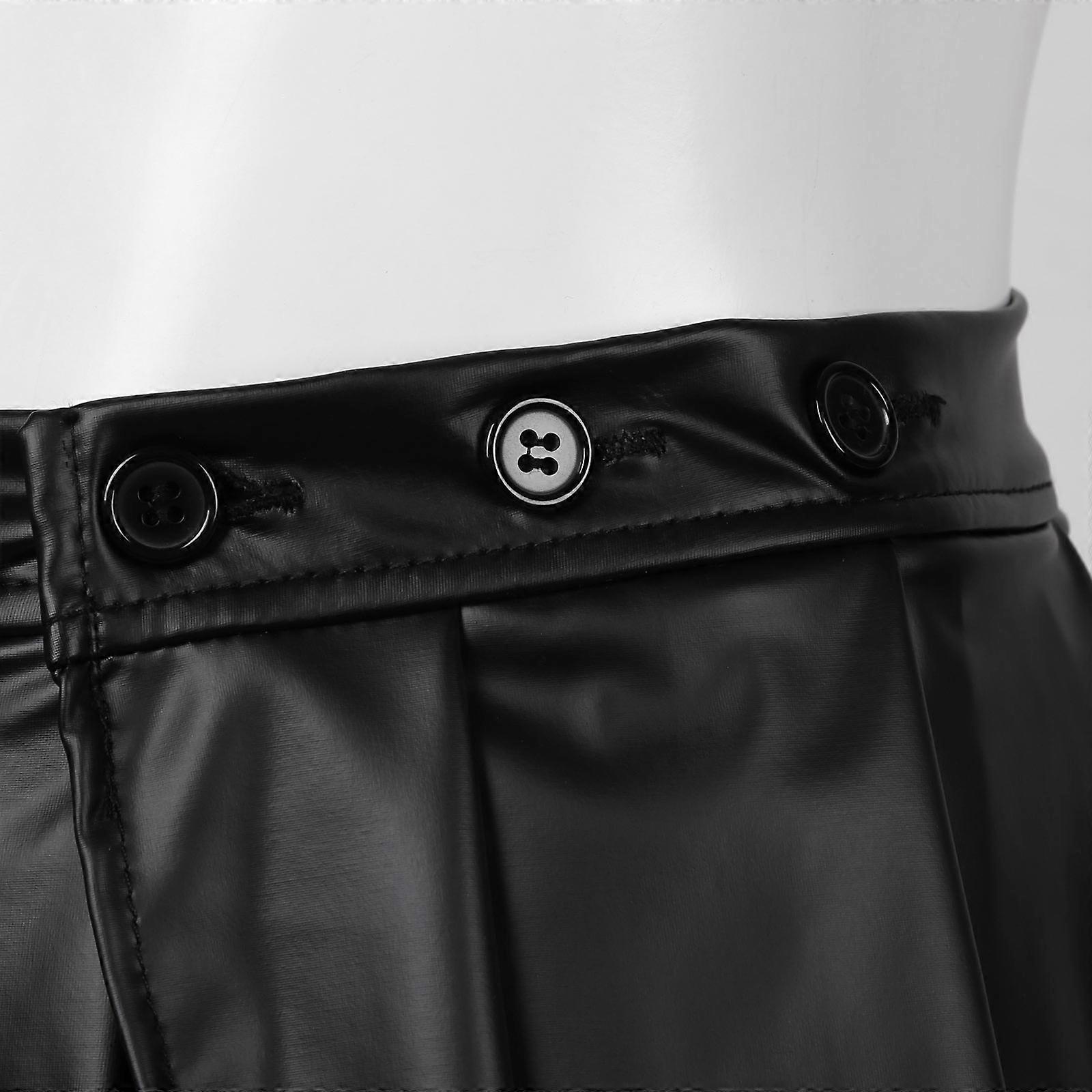 MINUSE Jupes Pour Femme En Cuir PU Métallisé Plissé, Streetwear, Mini Jupe De Sport, Jupe Courte Trapèze, Jupe Plissée D'été, Bleu Lac, L