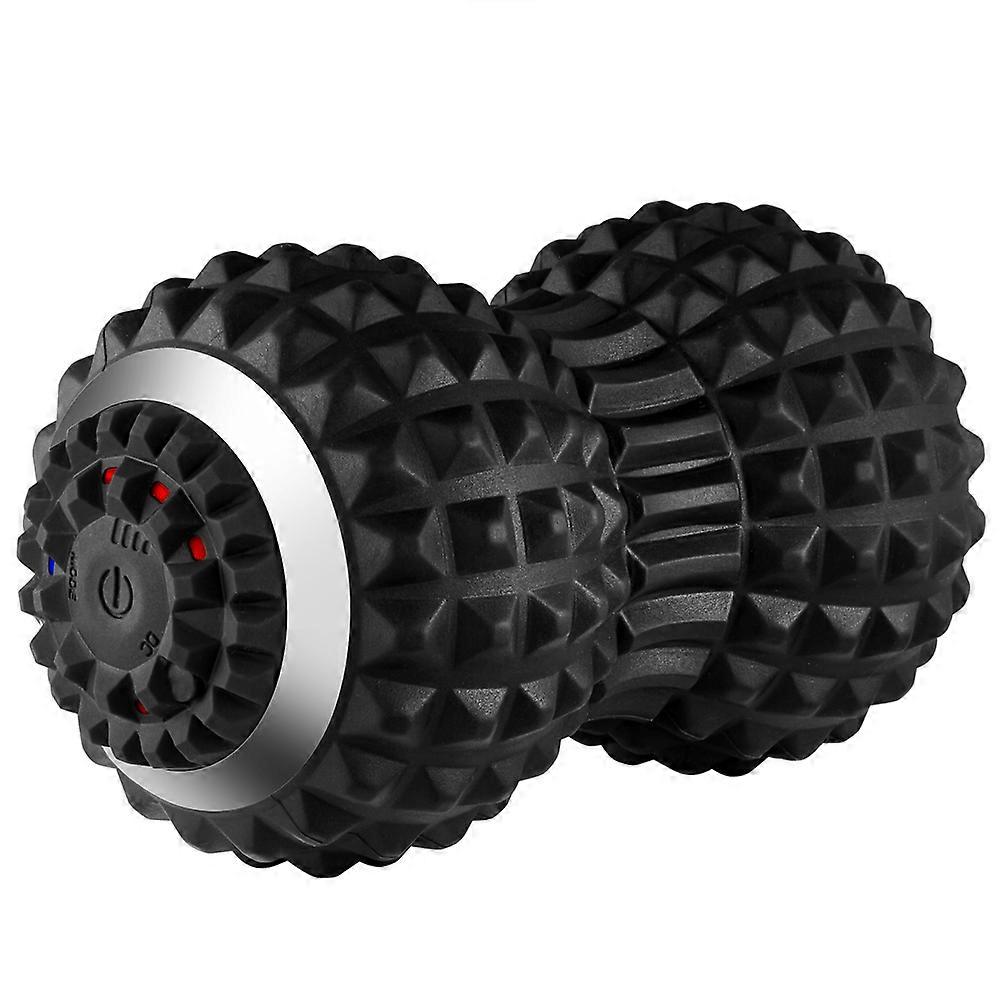 Black/Blue Electric Massage Peanut 4-Speed Yoga Vibrating Lacrosse Ball Muscle Pain Relief Deep Tissue Massager Rechargeable Self Massager Size 4