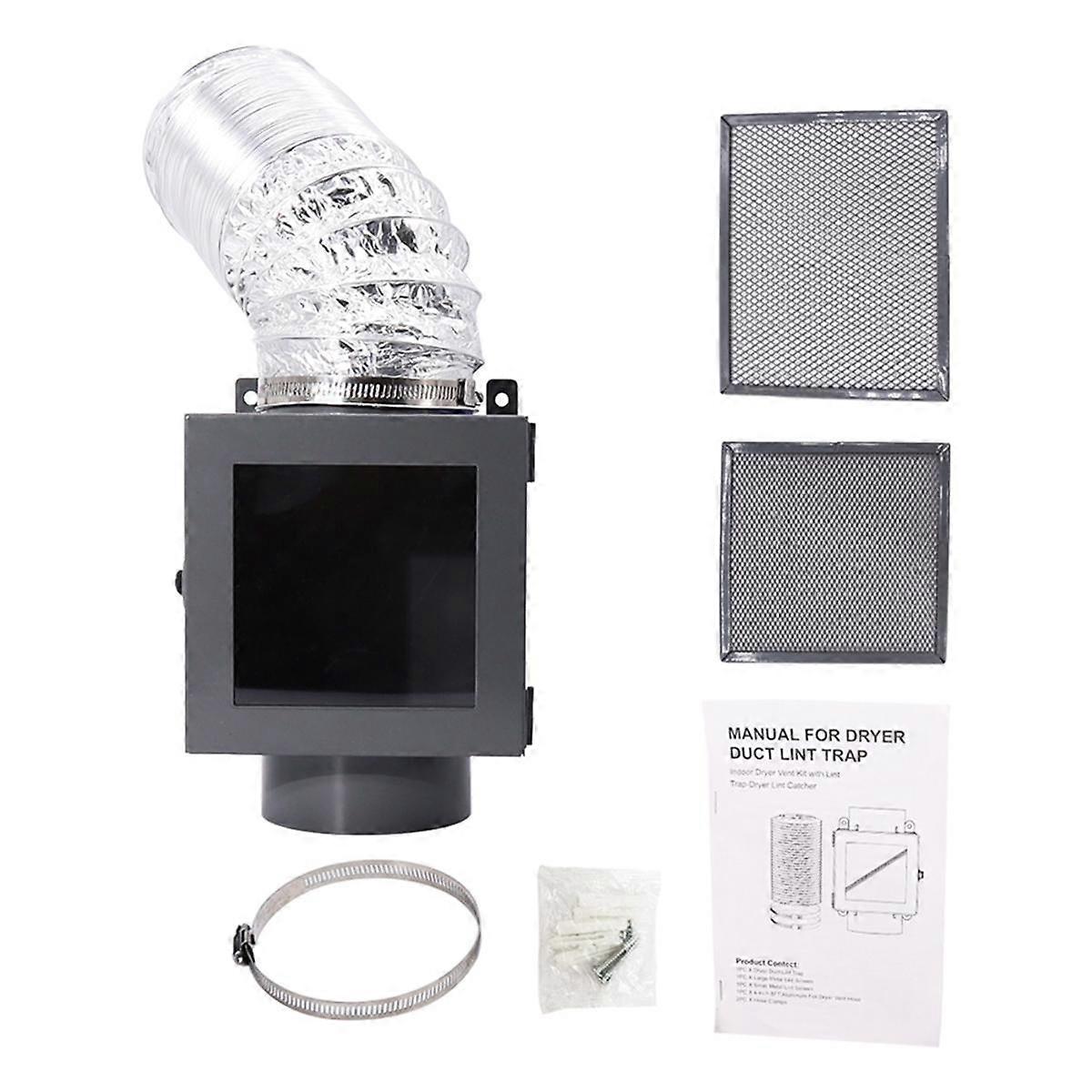Dryer Duct Lint Trap, Indoor Dryer Vent Kit with Dryer Vent Hose, Lint Trap for Clothes Dryers - Dr