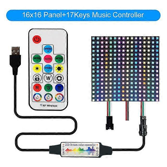 WS2812B RGB-LED-Digital, flexibel, individuell adressierbares Panel-Licht, 17Key Music Controller Modul, Matrix-Bildschirm, DC5V