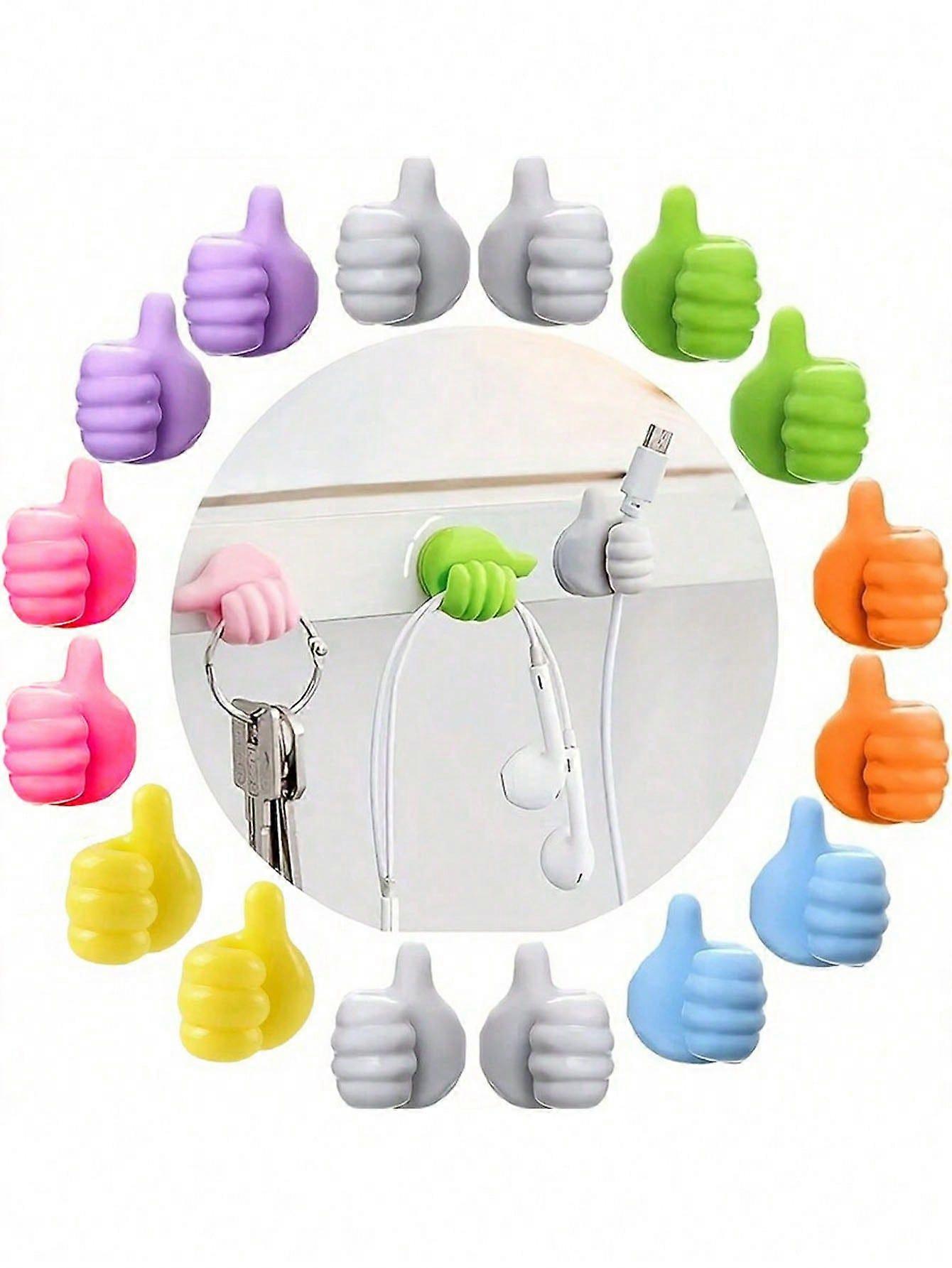 SHOULI 4 Pieces Of Creative Thumb Hooks. Multipurpose Cable Clips. Wall Hooks With Strong Stickiness. No Need To Drill Holes. Used For Hanging Towels,