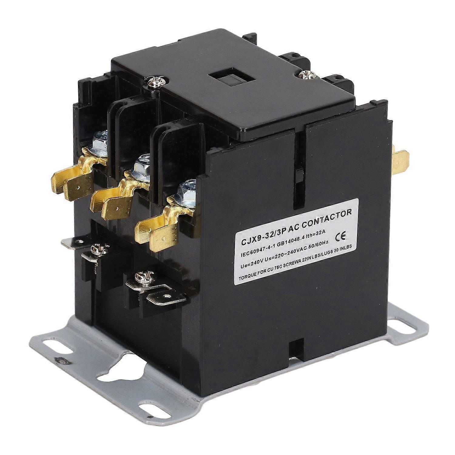 Air Conditioner Contactor 30% Silver Alloy Contacts 32A 3 Pole AC Electrical Contactor for Power App