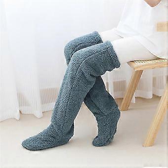 Winter thermische sok pantoffels, vrouwen fuzzy pluizig gezellig warm over de knie lange slaapsokken zachte pantoffels-goed