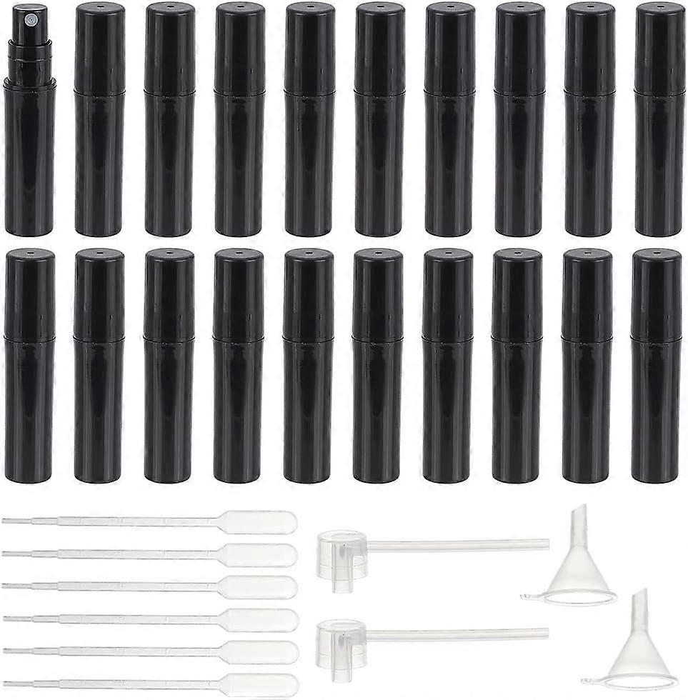 80pcs 2ml Mini Plastic Black Spray Bottles Portable Frosted Perfume Bottles with 6pcs 1ml Pipettes 2pcs Funnels and 2pcs Plastic Pump for Travel Perfu