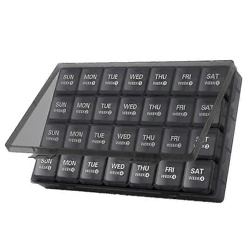 Weekly Pill Box 7 Days 21 Compartments 3 Times Weekly Pill(1pcs, Black)