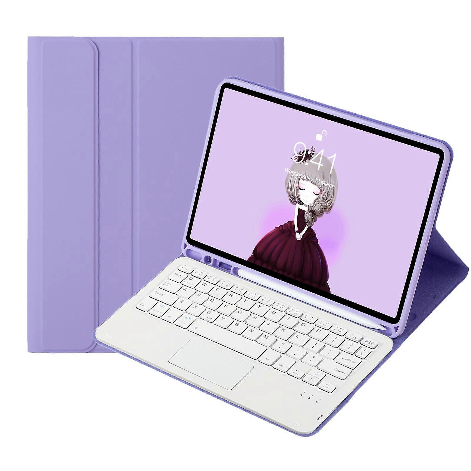 A13B-A Lambskin Texture Bluetooth Touch Square Keyboard Leather Tablet Case with Pen Slot