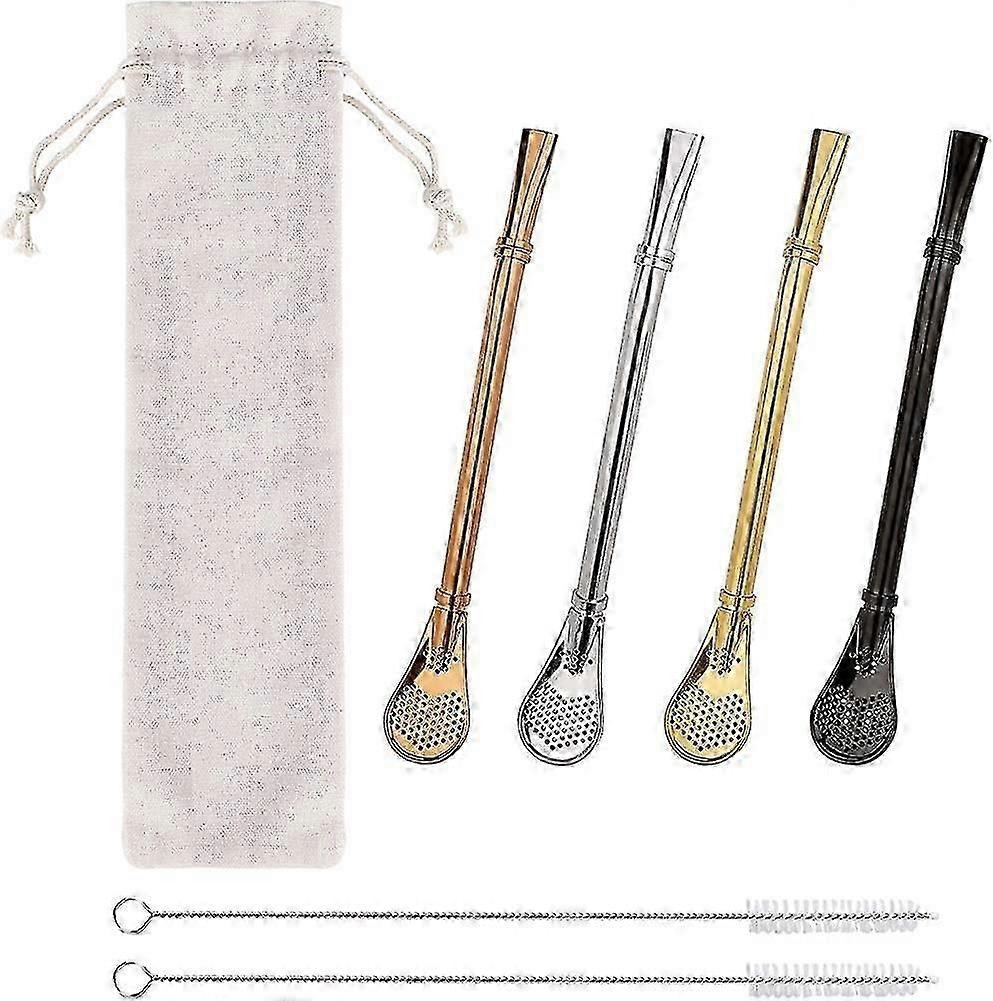 Edelstahl Filter Strohlöffel Wiederverwendbare Bombilla Strohhalme Löffel Strohhalme